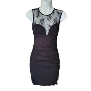 ASO FRIENDS GUESS  Y2k Black Ruched Dress Goth SM Dark Romance